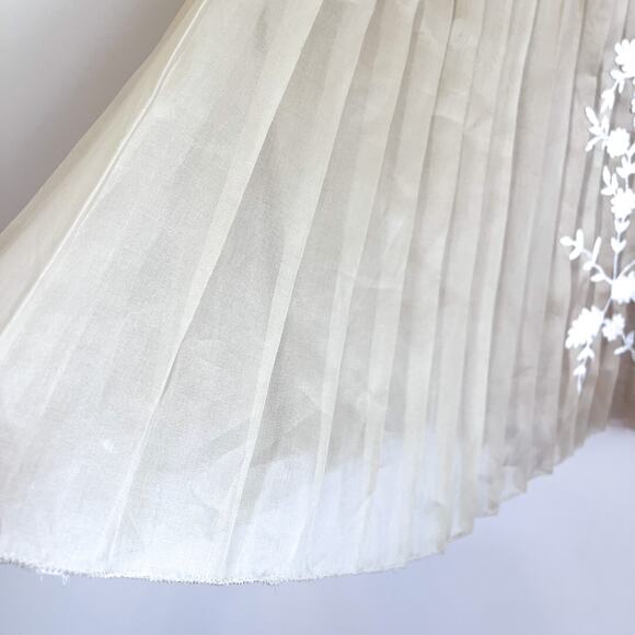 Vintage 90s Y2K Robert Rodriguez Silk Pleated Skirt Size 8 Tan Fairy Chiffon - Picture 3 of 8